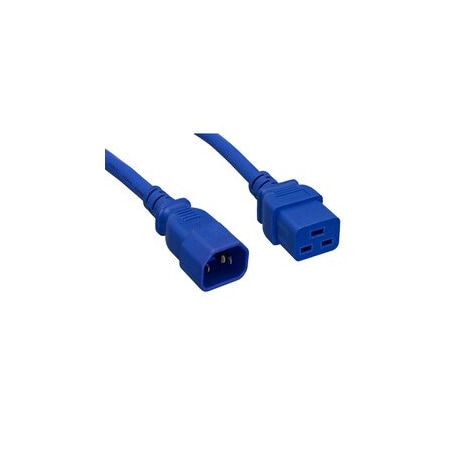 Cable Wholesale Power Cord, C14 to C19, 14 AWG, 15 Amp, Blue, 2 foot 10W2-32202BL